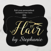 Golden Script Scissors Haarstylist Hair Salon Kaart (Voorkant / Achterkant)