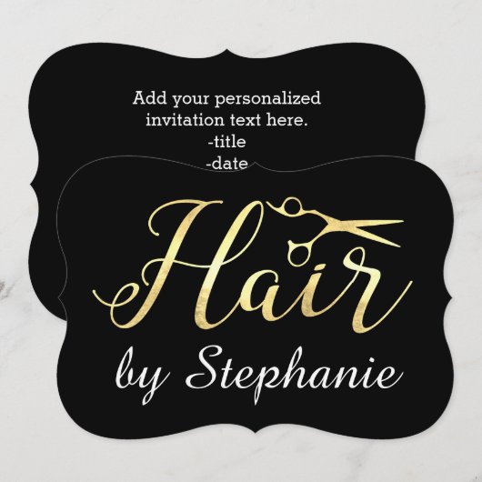 Golden Script Scissors Haarstylist Hair Salon Kaart (Voorkant / Achterkant)