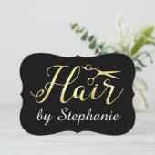 Golden Script Scissors Haarstylist Hair Salon Kaart (Staand voorkant)