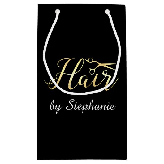 Golden Script Scissors Haarstylist Hair Salon Klein Cadeauzakje (Achterkant)