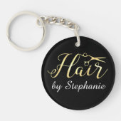 Golden Script Scissors Haarstylist Hair Salon Sleutelhanger (Voorkant)