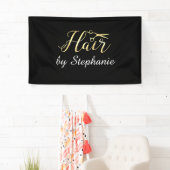 Golden Script Scissors Haarstylist Hair Salon Spandoek (Insitu)