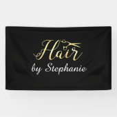 Golden Script Scissors Haarstylist Hair Salon Spandoek (Horizontaal)