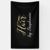 Golden Script Scissors Haarstylist Hair Salon Spandoek (Verticaal)