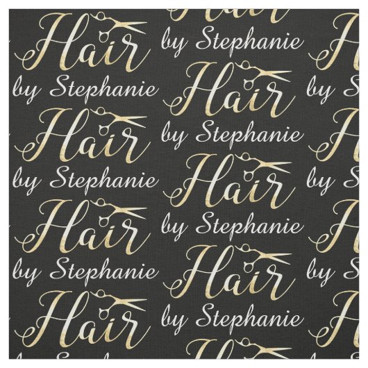 Golden Script Scissors Haarstylist Hair Salon Stof (Swatch)