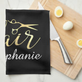 Golden Script Scissors Haarstylist Hair Salon Theedoek (Quarter Fold)