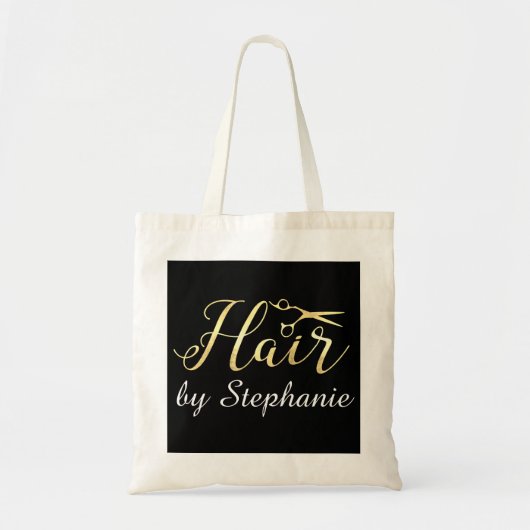Golden Script Scissors Haarstylist Hair Salon Tote Bag (Voorkant)