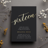 Golden Script Sweet 16 Birthday Party Folie Uitnodiging