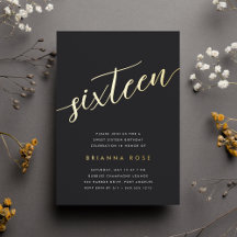 Golden Script Sweet 16 Birthday Party