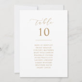 Golden Script Table Number Reception Seating Sign Kaart (Voorkant)