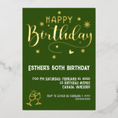 Golden Script Verjaardagsfeest Folie Uitnodiging (Voorkant)