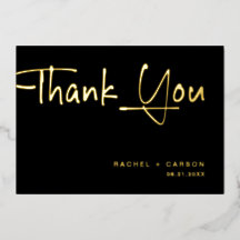 Golden Script Wedding Thank You Real Foil Cards