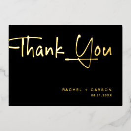 Golden Script Wedding Thank You Real Foil Cards Folie Uitnodiging