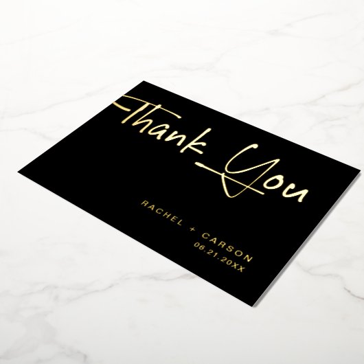 Golden Script Wedding Thank You Real Foil Cards Folie Uitnodiging (Gedraaid)