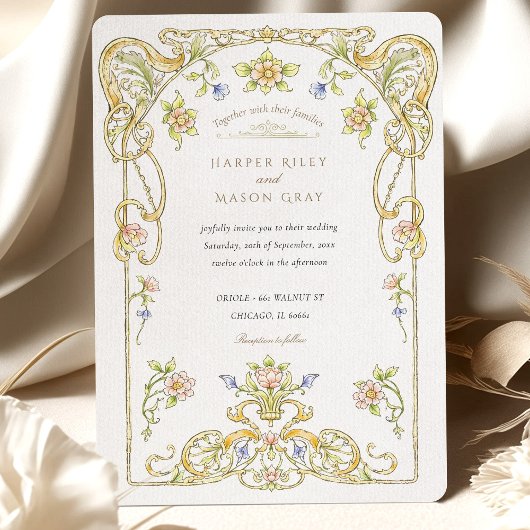 Golden Scroll Garden bruiloft Kaart