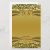 Golden Scrolls 50th Wedding Jubileum Briefpapier (Voorkant / Achterkant)