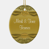 Golden Scrolls 50th Wedding Jubileum Keramisch Ornament (Rechts)