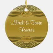 Golden Scrolls 50th Wedding Jubileum Keramisch Ornament (Achterkant)