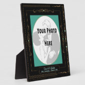 Golden Scrolls op zwart w / Blauwgroen Mat - Geper Fotoplaat (Zijkant)