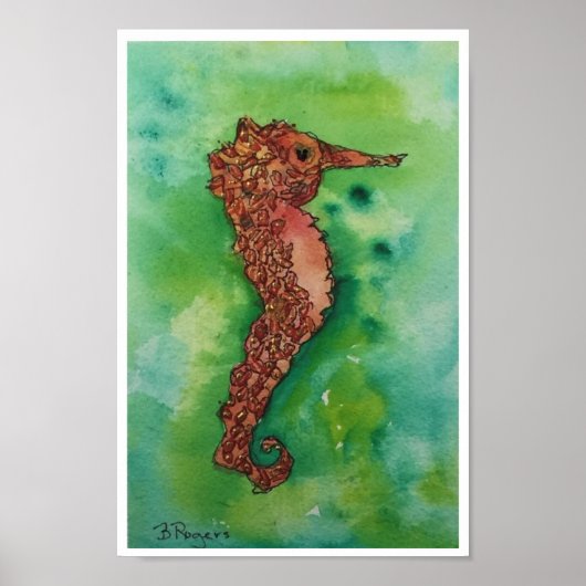 Golden Seahorse 5x7 Poster (Voorkant)