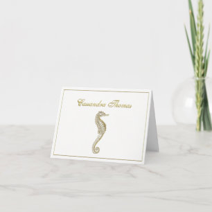 Golden SeaHorse Embleem Wapenschild Lijst H Bedankkaart