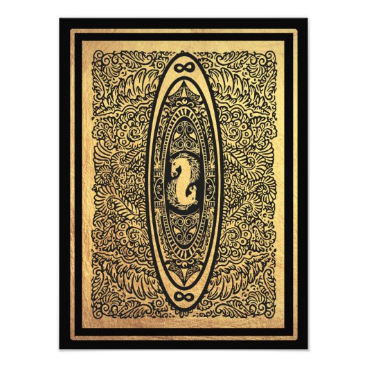 Golden Seahorse Mandala – Infinity Design Foto Afdruk (Voorkant)