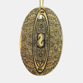 Golden Seahorse Mandala – Infinity Design Keramisch Ornament (Links)