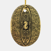 Golden Seahorse Mandala – Infinity Design Keramisch Ornament (Voorkant)