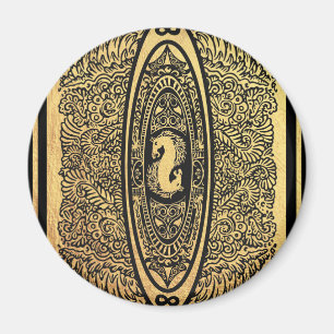 Golden Seahorse Mandala – Infinity Design Magneet