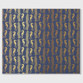 Golden Seahorse Ocean Algen Blauw Marine VIP Yacht Cadeaupapier (Vlak)