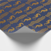 Golden Seahorse Ocean Algen Blauw Marine VIP Yacht Cadeaupapier (Hoek)