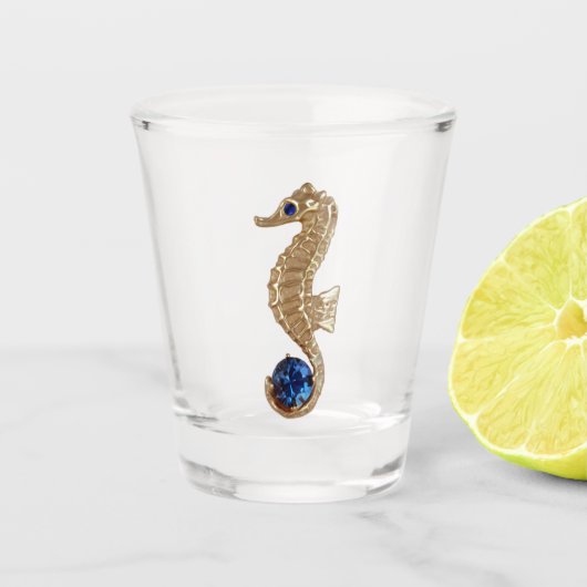 Golden Seahorse Shot Glas (Voorkant)