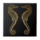 Golden Seahorse Tile Tegeltje (Voorkant)