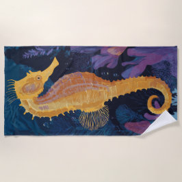 Golden Seahorse Underwater Illustration Strandlaken