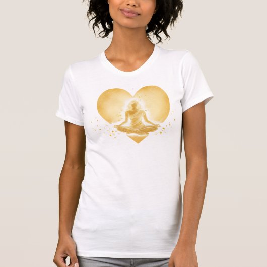 Golden Self-Love Aura — Meditative Heart Glow T-shirt (Voorkant)