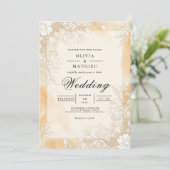 Golden Sepia Flourish Wedding Kaart (Staand voorkant)