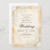 Golden Sepia Flourish Wedding Kaart (Voorkant / Achterkant)