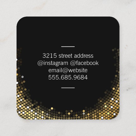 Golden Sequin Black Variation Vierkante Visitekaartje (Achterkant)