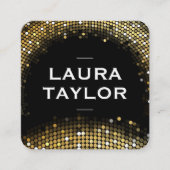 Golden Sequin Black Variation Vierkante Visitekaartje (Voorkant)