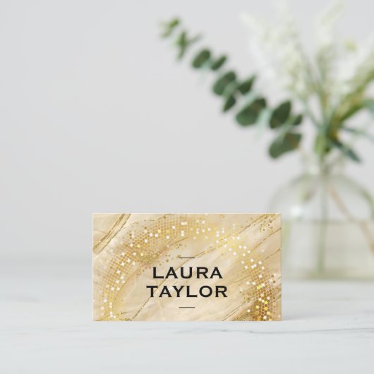 Golden Sequin | Goudmarmer Visitekaartje (Staand voorkant)