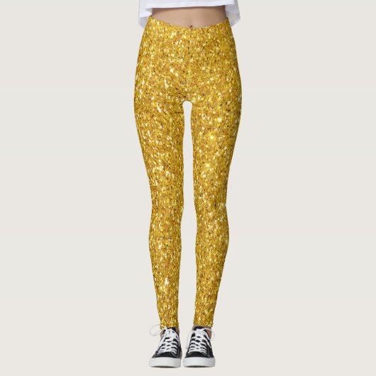 Golden Sequins Effect Leggings (Voorkant)