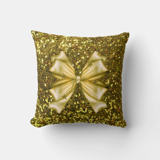 Golden Sequins met Bow Kussen (Voorkant)