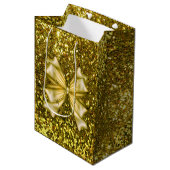 Golden Sequins met Bow Medium Cadeauzakje (Voorkant Gekanteld)