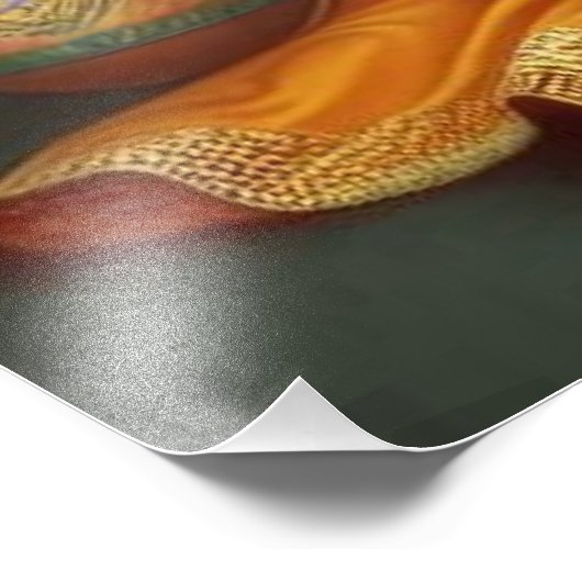 Golden Serene Krishna fluitkunst Foto Afdruk (Hoek)