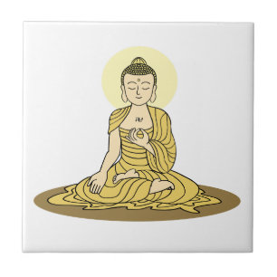 Golden Serenity Buddha keramische tegel Tegeltje