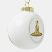 Golden Serenity Buddha Kerstversiering Keramische Bal Ornament (Links)