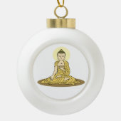 Golden Serenity Buddha Kerstversiering Keramische Bal Ornament (Voorkant)