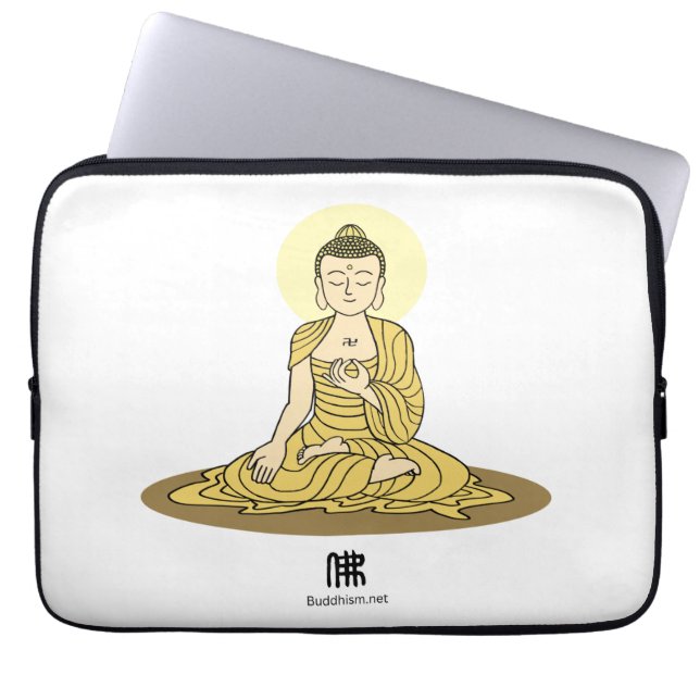 Golden Serenity Buddha laptophoes Laptop Sleeve (Voorkant)