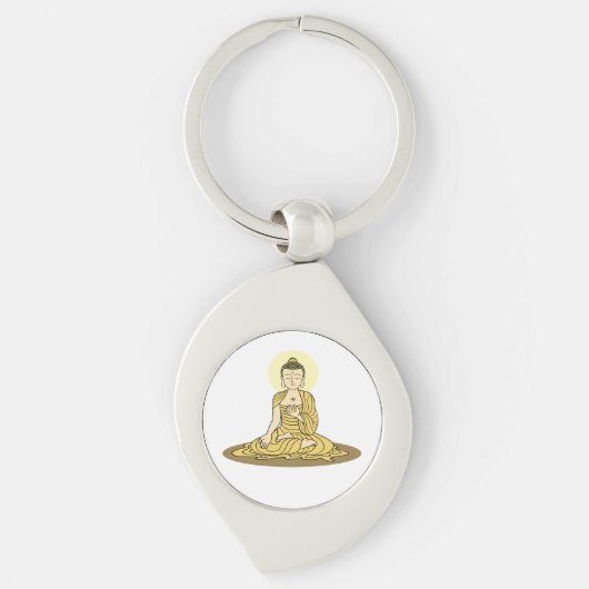 Golden Serenity Buddha Metal Sleutelhanger (Voorkant)