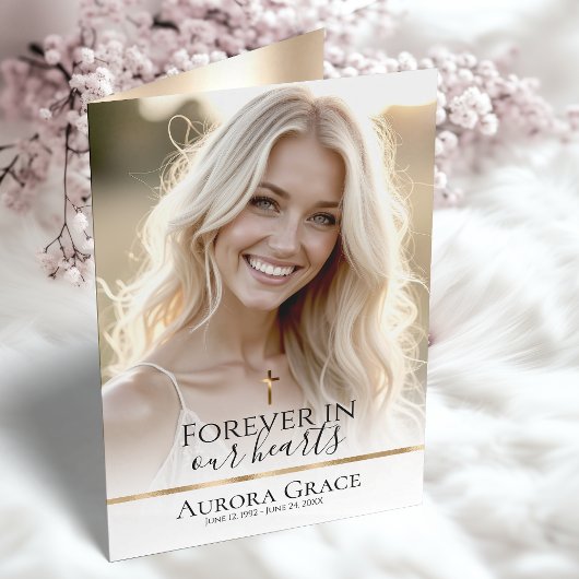 Golden Serenity Custom Funeral Program Kaart